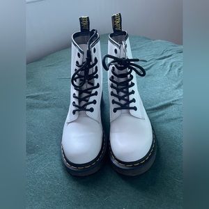 White Dr. Martens 1460, used but only worn about 5x. In great condition.